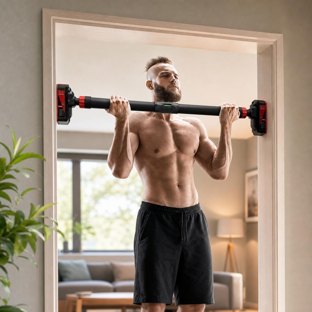 Home Appliances - ドア枠に取り付け可能な懸垂バー。安全ロック付きで、自宅での上半身トレーニングやフィットネスに最適な多機能エクササイズ器具。4つの機能を1つにまとめ、ドア枠を保護しながら、究極のトレーニングを実現します。