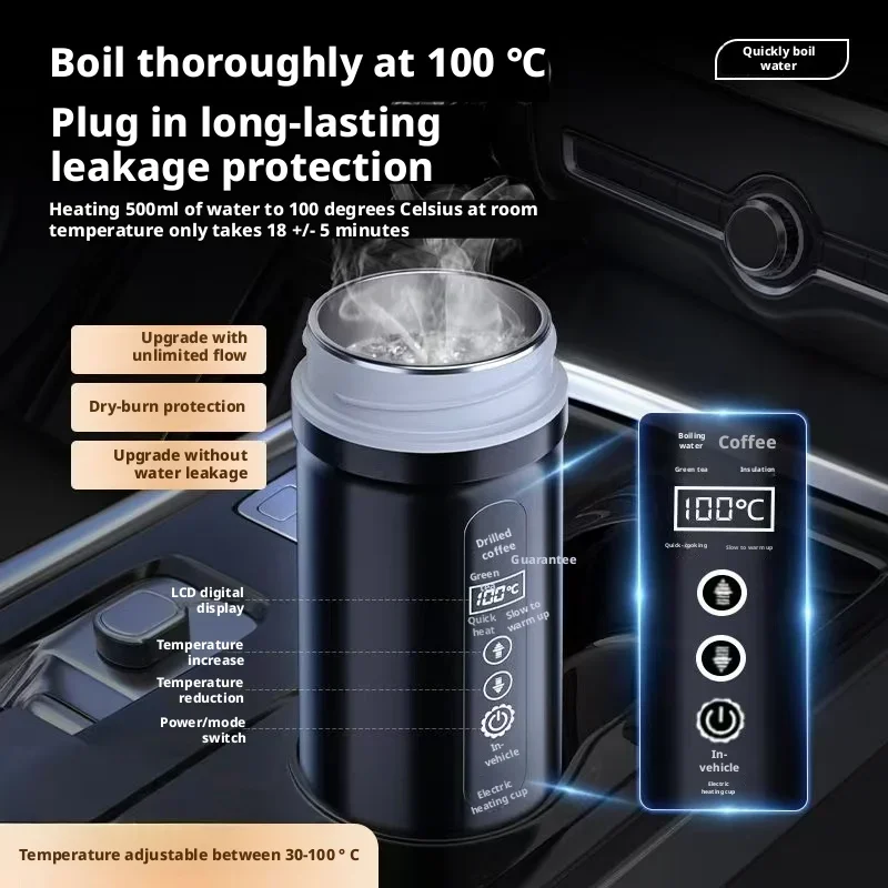 Electric Kettle Temperature Control - 冬用車載電気ケトル 12V/24V 車＆トラック兼用 316ステンレス鋼インナーライナー インテリジェント温度制御