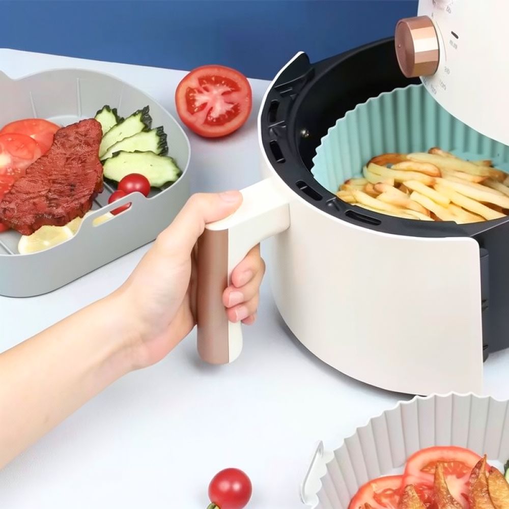 再利用可能な正方形のシリコン製ライナー。エアフライヤー用、焦 - Air Fryer Silicone Pot Liner のレビューと価格