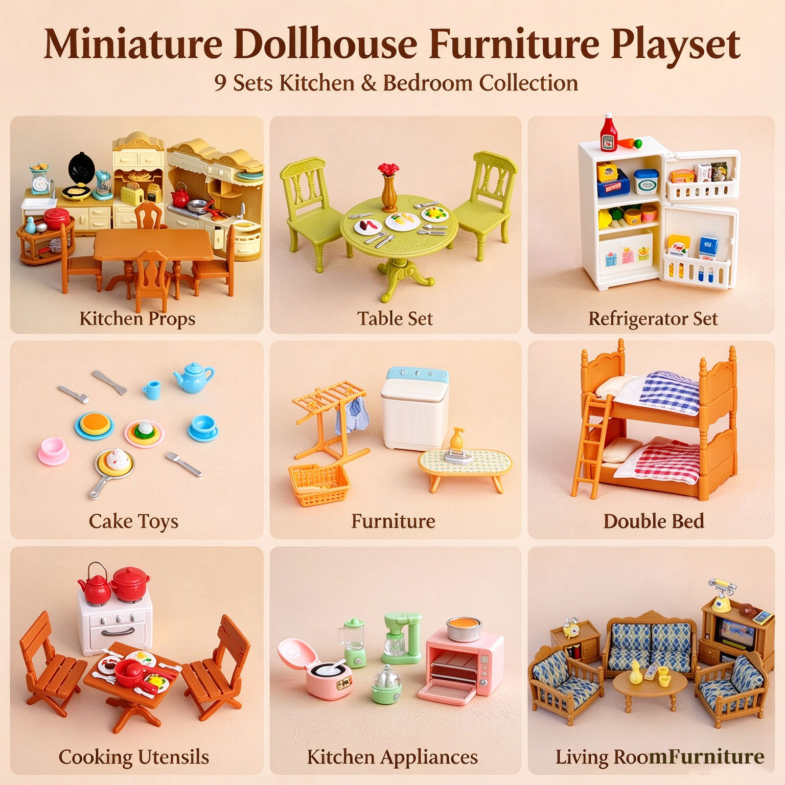 1:12スケールのドールハウス用ミニチュア家具セット。ミニチ - Small Appliances のレビューと価格
